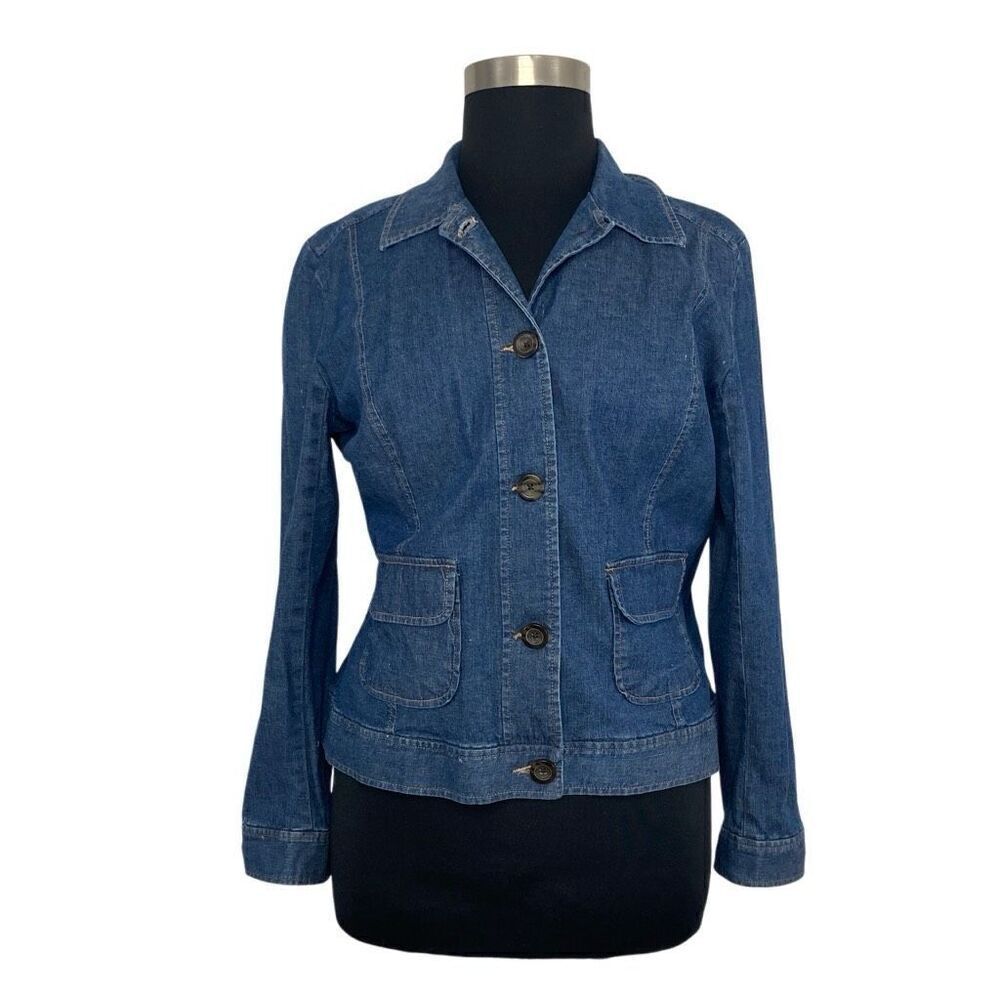 Cherokee XXL 1X Medium Wash Denim Button Down Top Y2K Big Shirt Pockets Western - Picture 2 of 10